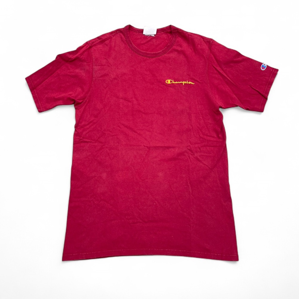 Champion y2k size large Men's Red Logo Crewneck T-Shirt